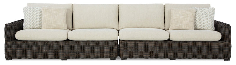 Halifax 2-Piece Outdoor Patio Set with Right & Left Facing Loveseats, UV & Weather Resistant - Beige/Brown