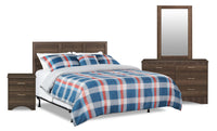Aida 4pc Bedroom Set with Headboard, Dresser, Mirror & Nightstand, Made in Canada, Brown - Queen Size 