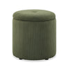 Saskatoon 17\" Round Corduroy Storage Ottoman - Green