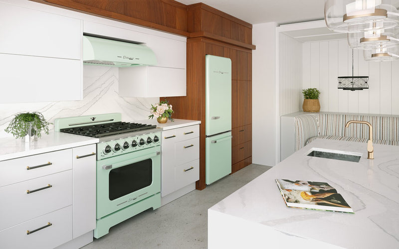 Classic Retro by Unique 36\" 5.2 Cu. Ft. 6-Burner Gas Range with Convection - Summer Mint Green - UGP-36CR LG