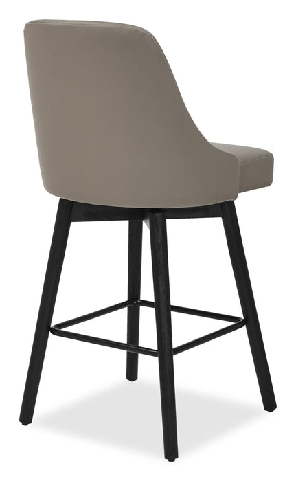 Nash Counter-Height Stool with Swivel Seat & Vegan Leather Fabric, 26.5\"H, Wood & Metal - Taupe