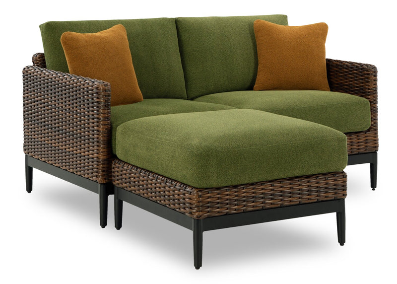 Tofino Outdoor Patio Loveseat - Resin Wicker, UV & Weather Resistant - Green/Brown/Black