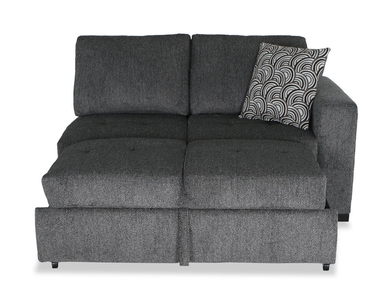Made in Canada Legend 2-Piece Left-Facing Chenille Fabric Cuddler Sleeper Sectional - Pepper Grey