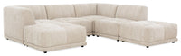 Kort & Co. Oaklyn Modular 6-Piece Fabric Sectional with Ottomans and Tufted Seat Cushions - Beige 