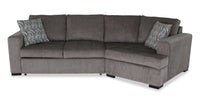 Made in Canada Legend 2-Piece Right-Facing Chenille Fabric Cuddler Sleeper Sectional - Pewter Brown 