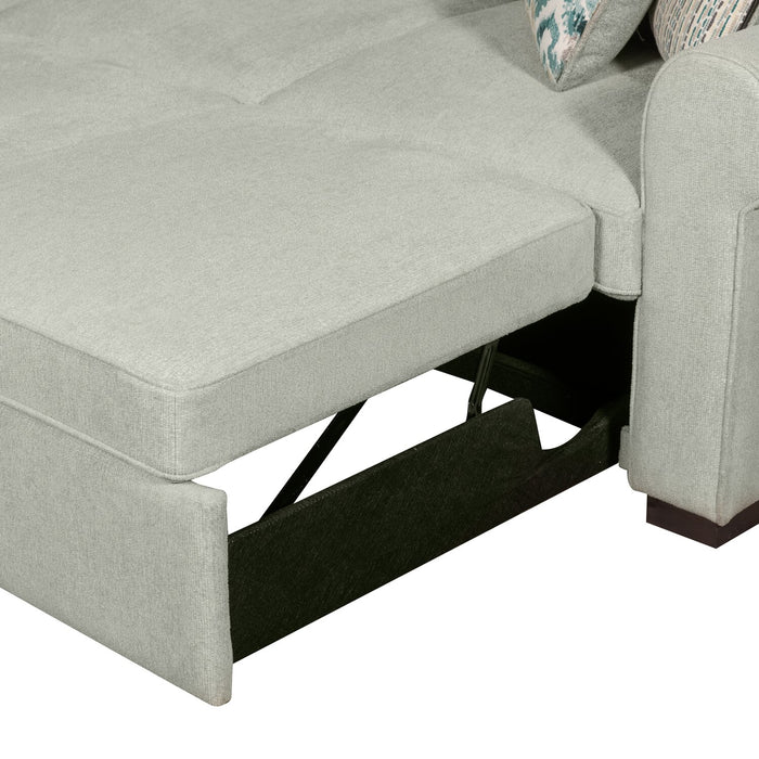 Scott Living Haven 3-Piece Chenille Fabric Sleeper Sectional - Seafoam Blue