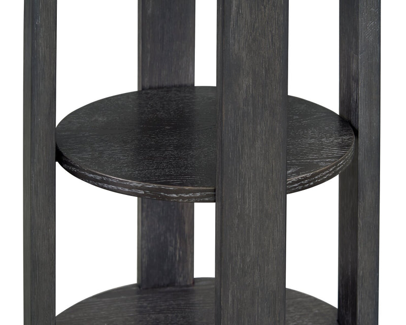 Declan 18\" Modern Round End Table with Shelf - Black