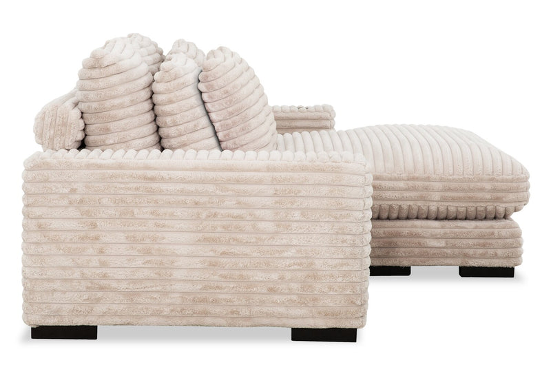 Alto 2-Piece Ultra Plush Faux Fur Fabric Sectional with Dual Cupholders and USB Ports - Mink Taupe