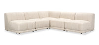 Kort & Co. Oaklyn Modular 5-Piece Fabric Armless Sectional with Tufted Seat Cushions - Beige 