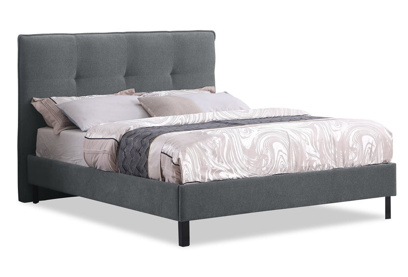 Amos Upholstered Headboard in Charcoal Fabric, Tufted - Queen Size