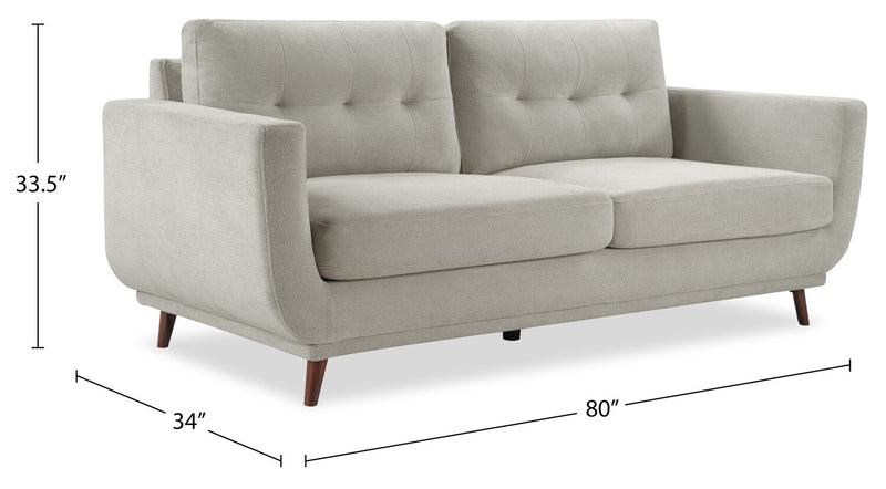 Cosmo 80\" Fabric Sofa with Tufted Back Cushions - Grey