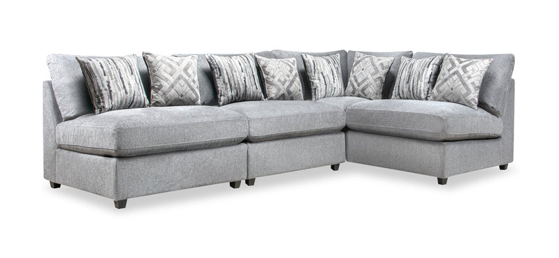 Scott Living Evolve Modular 4-Piece Linen-Look Fabric Sectional with Feather Down Cushions - Grey