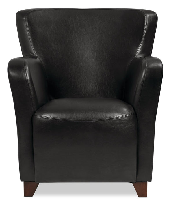 Zello 29.92\" Faux Leather Accent Chair with Wood Legs - Black