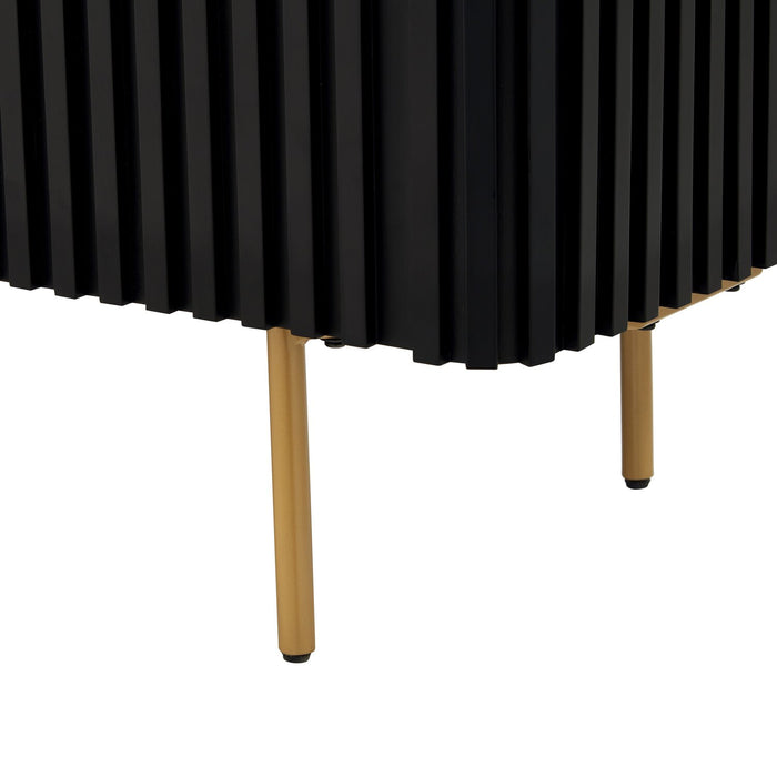 Kort & Co. Capri 60” Modern TV Stand with White Sintered Stone Top, Storage and Cable Management for TVs up to 65” - Black and Gold