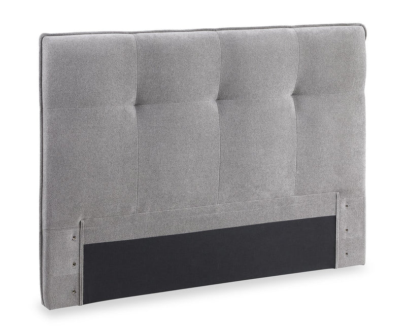 Amos Upholstered Headboard in Grey Fabric, Tufted - King Size