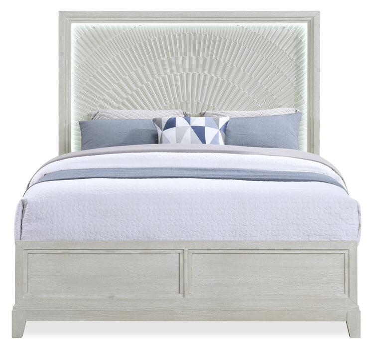 Vida 6pc Bedroom Set with Panel Bed, Dresser, Mirror & Nightstand, Sand - Queen Size