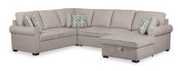 Scott Living Haven 4-Piece Right-Facing Chenille Fabric Sleeper Sectional with Storage Chaise - Grey 