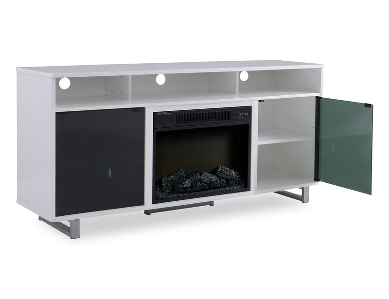 Ignatius Modern 3-Piece Entertainment Centre with Electric Fireplace and Storage for TVs up to 70\"- White