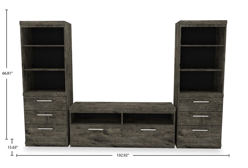 Camden 102.7\" 3-Piece Entertainment Centre with Storage and Cable Management for TVs up to 55\" - Alabaster Oak