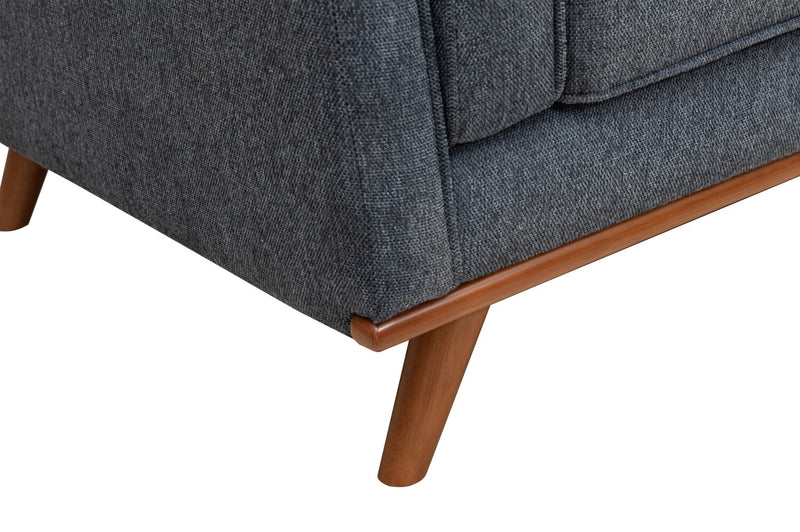 Kort & Co. Kassia 2-Piece Linen-Look Fabric Sectional with Wood Base and Legs - Blue