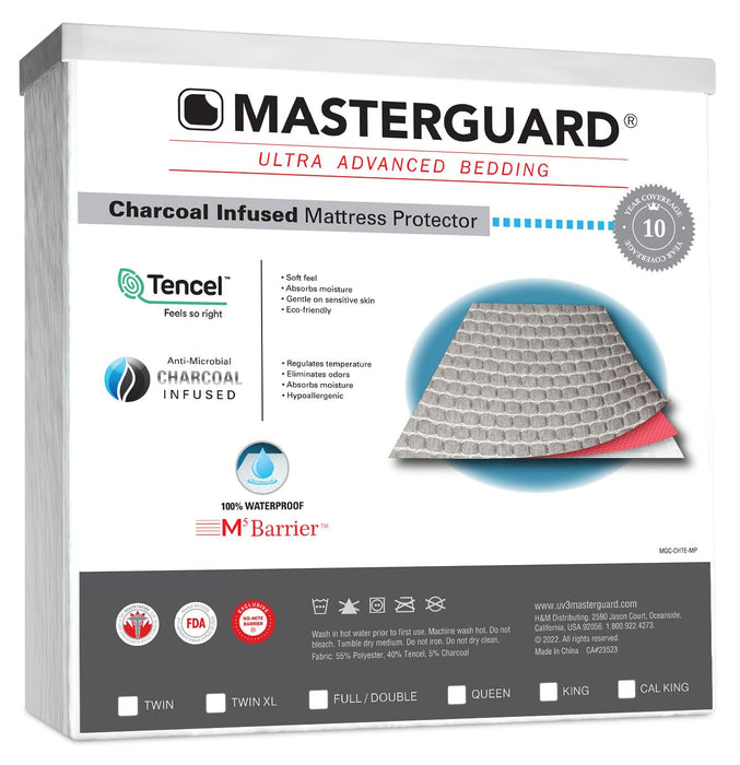Masterguard® Charcoal King Mattress Protector with 2 King Pillows