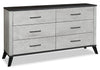 Blake Bedroom 6-Drawer Dresser, 60"W x 32"H - Grey & Black