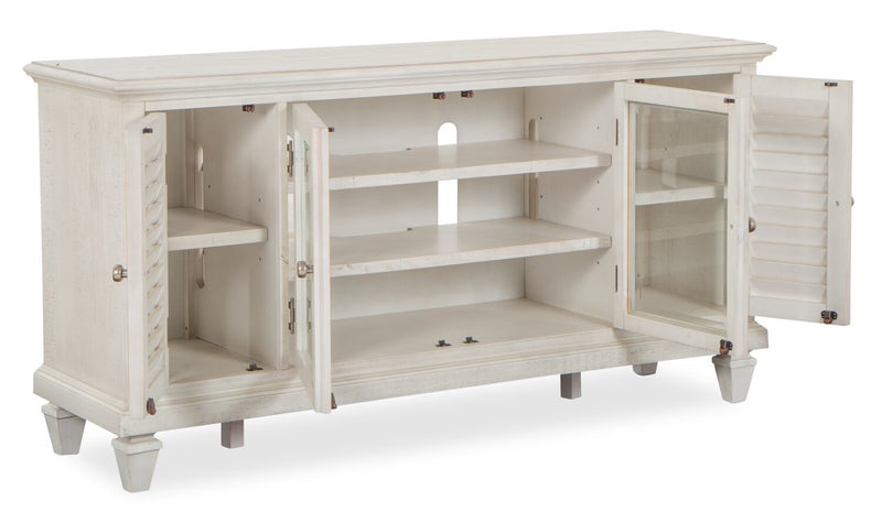 Baron 62” Rustic Pine TV Stand with Storage and Cable Management for TVs up to 70” - Alabaster