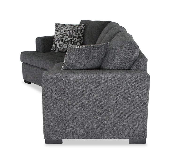Made in Canada Legend 2-Piece Left-Facing Chenille Fabric Cuddler Sleeper Sectional - Pepper Grey