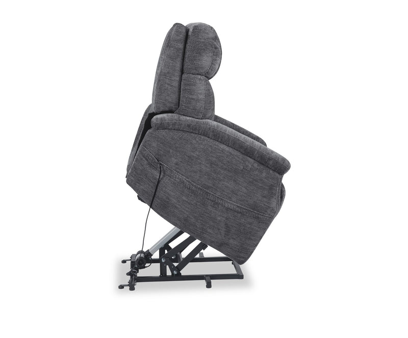 Claire 34\" Chenille Fabric Power Lift Reclining Chair - Granite Grey