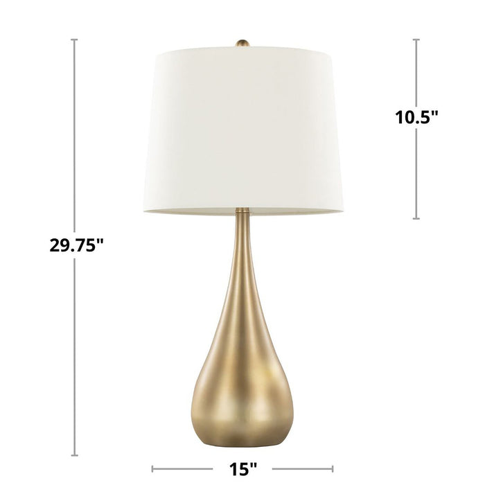 Cassie 29\" Metal Table Lamp with White Linen Shade - Gold