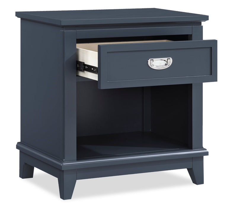 Quinn Bedside 1-Drawer Nightstand with Shelf, 24\"W x 26\"H - Blue
