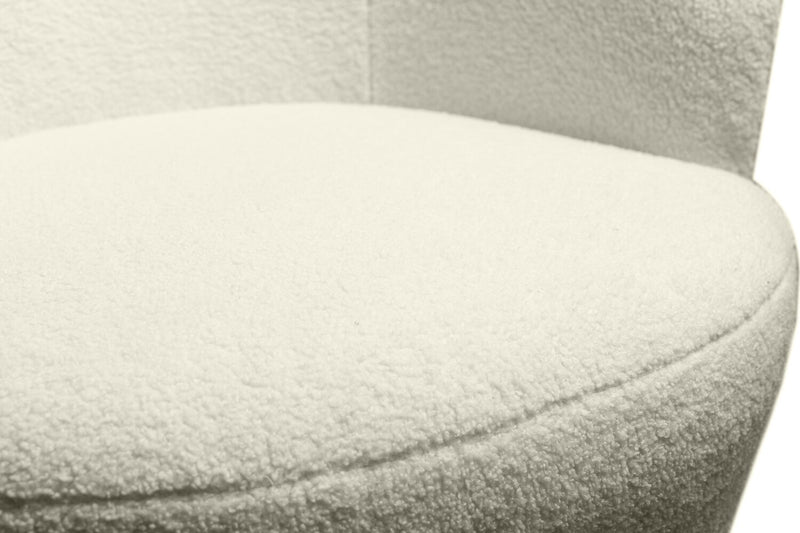 Ivie 28.7\" Chenille Boucle Fabric Curved Swivel Accent Chair - White