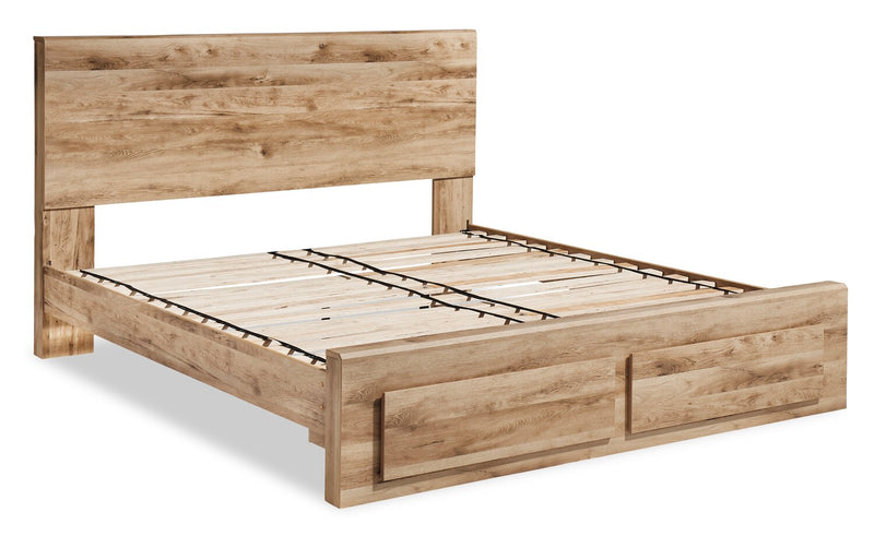 Derekson Storage Bed with 2 Built-In Footboard Drawers, Natural - Queen Size