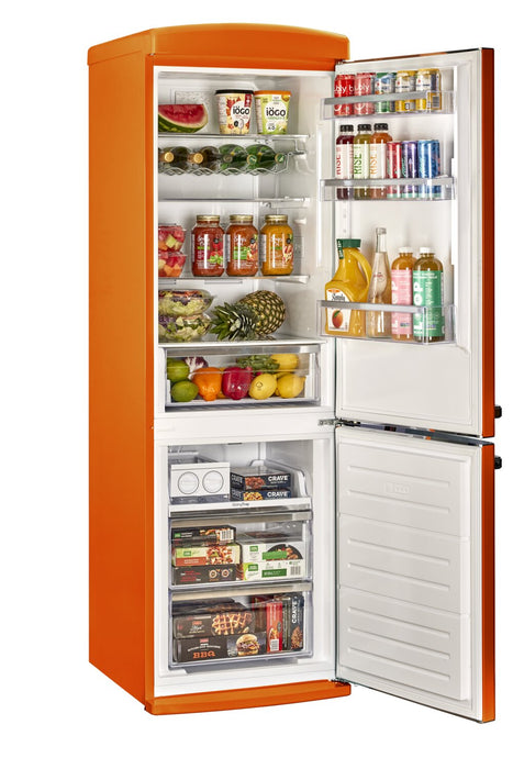 Classic Retro by Unique 24\" 12 Cu. Ft. Bottom-Freezer Refrigerator - Creamsicle Orange - UGP-340L O AC