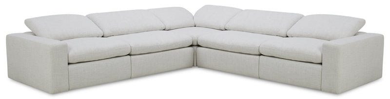 Sky Modular 5-Piece Fabric Power Reclining Sectional with Removable Feather Down Cushions - Nathan Wheat