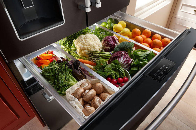 KitchenAid 36\" 26.2 Cu. Ft. French-Door Refrigerator - Black Stainless - KRMF536RBS