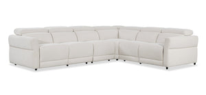 Cindy Crawford Home Aspen 4-Piece Power Reclining Sectional with Armless Chair and USB Port - Alabaster