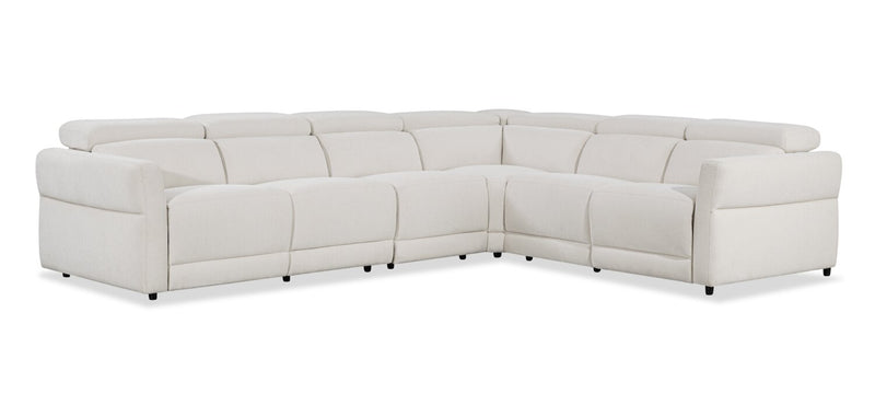 Cindy Crawford Home Aspen 4-Piece Power Reclining Sectional with Armless Chair and USB Port - Alabaster