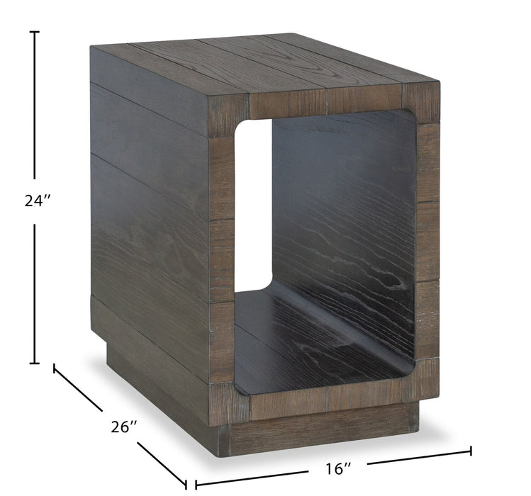 Avalon 16” Modern Solid Wood Chairside Table with Shelf - Brown
