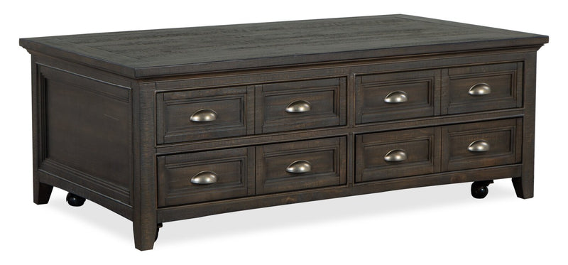 Hanson 50” Traditional Pine Lift Top Coffee Table with Storage and Casters - Graphite