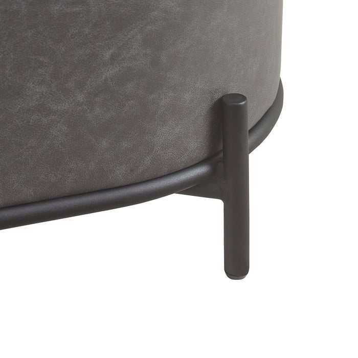 Victoria 18” Faux Leather Storage Ottoman with Metal Base – Charcoal