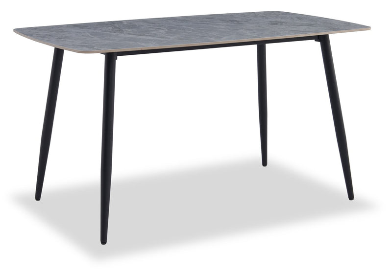 Arlo 5pc Dining Set with Table & 4 Grey Chairs, Sintered Stone & Metal, 55\"W - Grey/Black