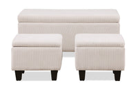 Marlow 19.5” 3-Pack Storage Ottomans – Beige 
