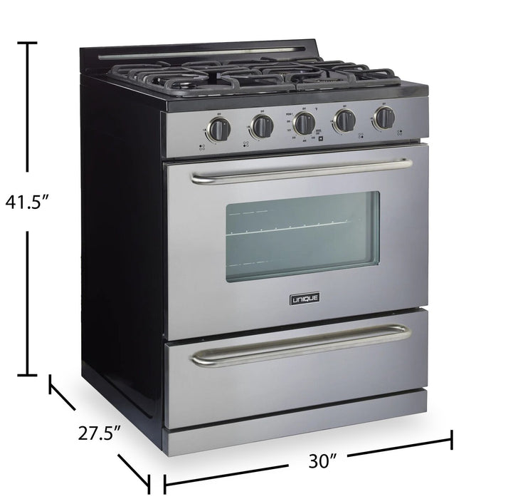 Classic Off-Grid by Unique 30\" 3.9 Cu. Ft. Propane Range with Battery Ignition - UGP-30G OF2 S/S 