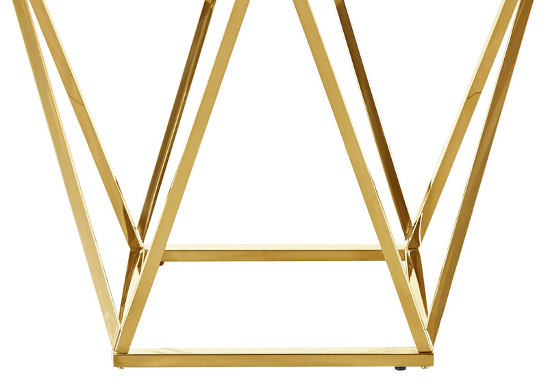 Amanda 21.5\" Modern Square End Table - White Marble Top with Gold Metal Base