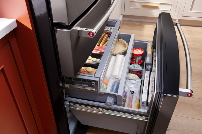 KitchenAid 36\" 26.2 Cu. Ft. French-Door Refrigerator - Black Stainless - KRMF536RBS