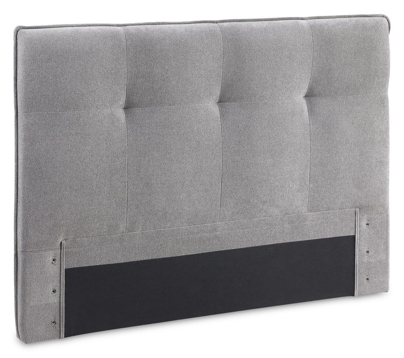 Amos Upholstered Platform Bed in Grey Fabric with Tufted Headboard - King Size