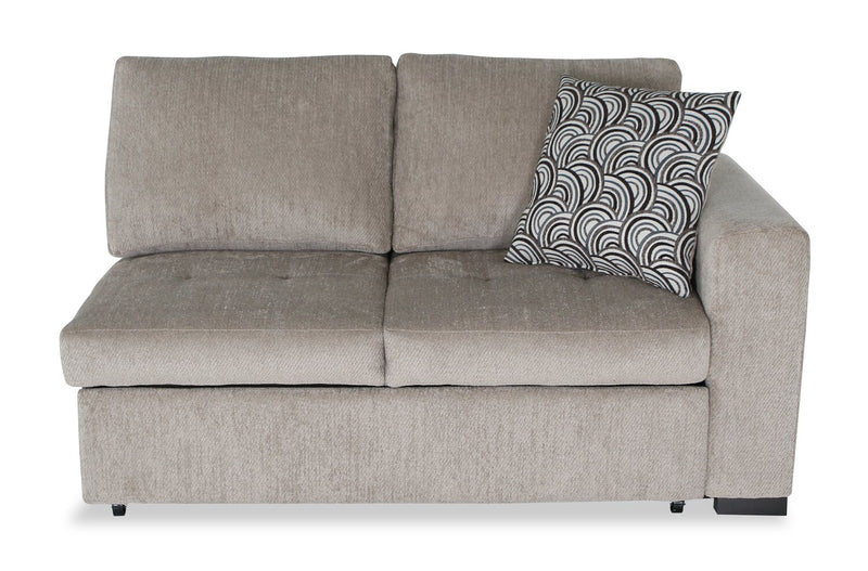 Made in Canada Legend 2-Piece Left-Facing Chenille Fabric Cuddler Sleeper Sectional - Platinum Beige