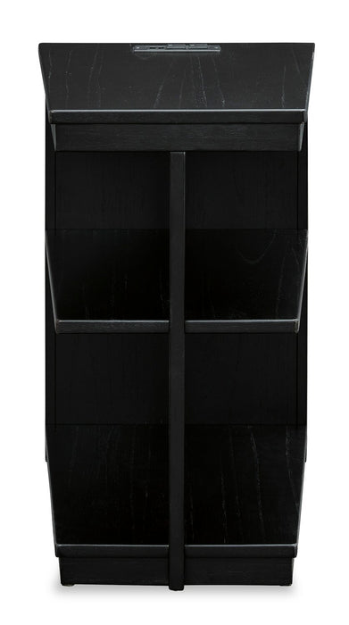 Julian 16” Contemporary Chairside Table with USB Ports - Black
