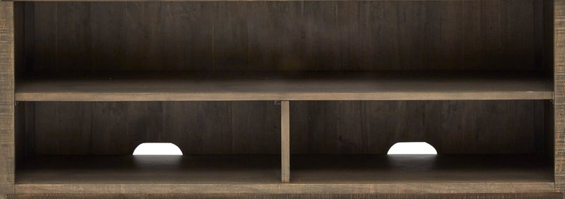 Elm 52” Rustic Pine Sofa Table with Storage and Cable Management - Brown